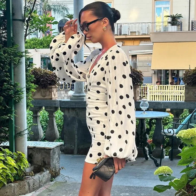 Polka Dot Puff Sleeve Mini Dress | Chic Retro City Edit