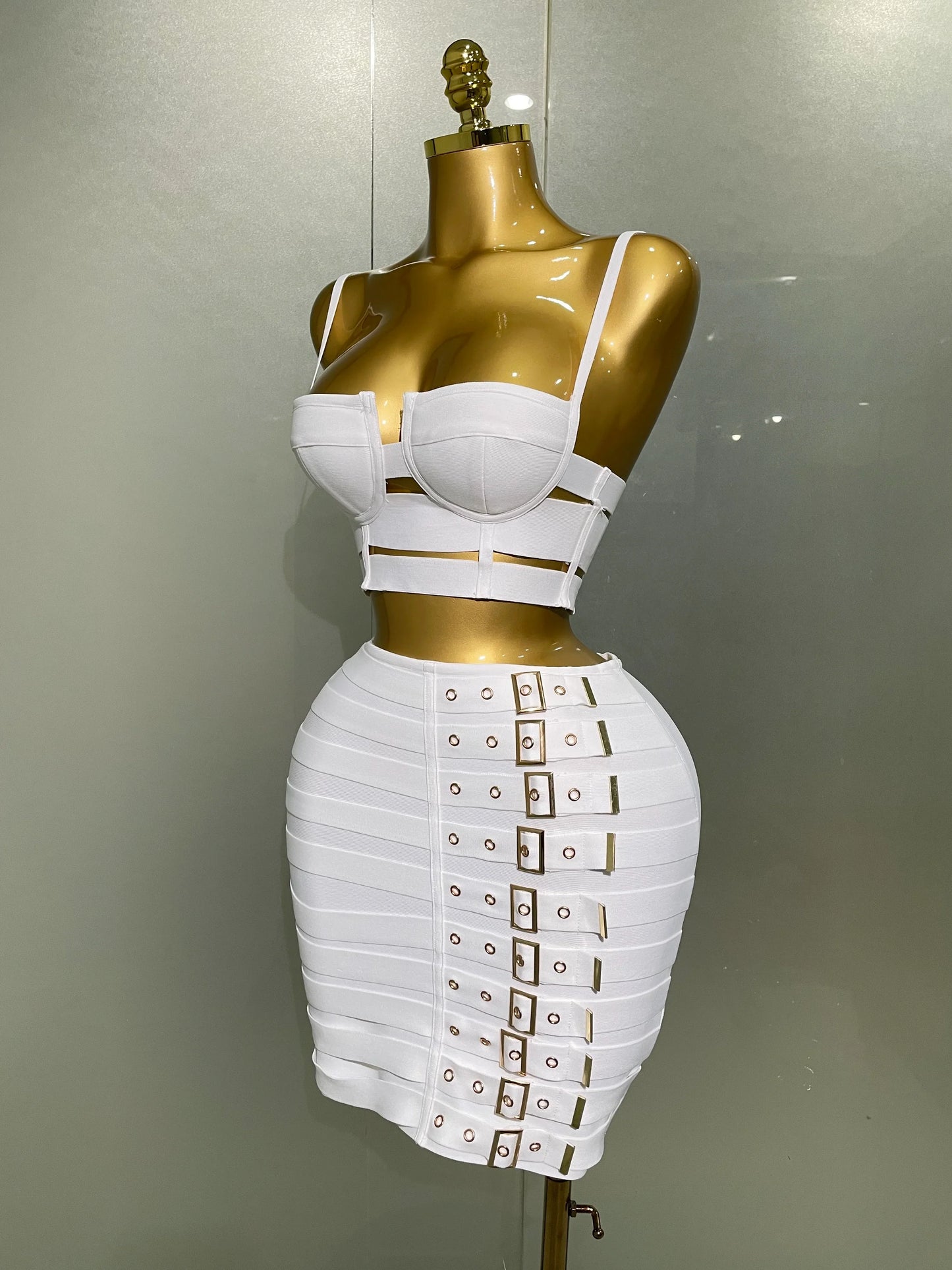 Black & White Strapless Bandage Top & Pencil Skirt Set