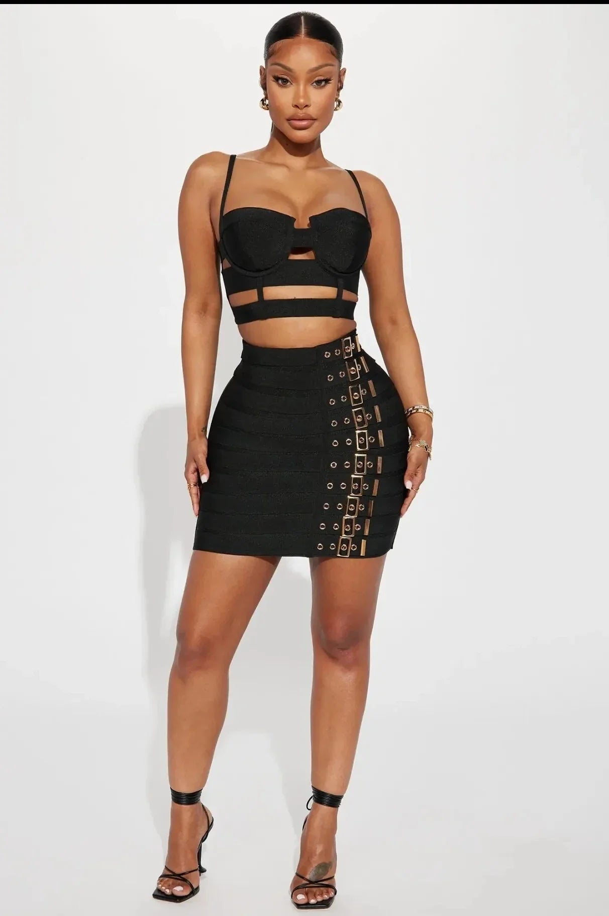 Black & White Strapless Bandage Top & Pencil Skirt Set