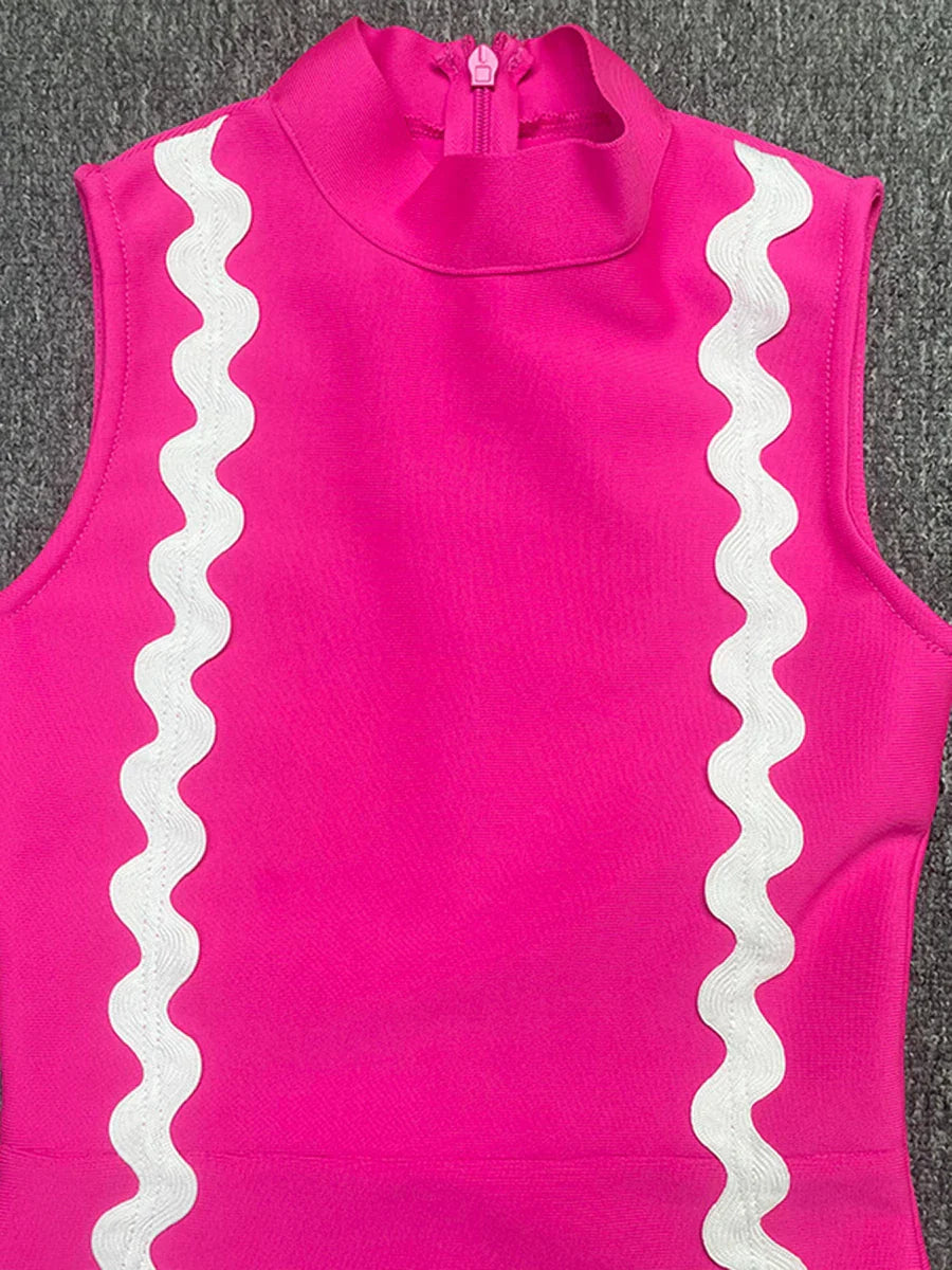 Irregular Hem Swirly Design Tank Midi Dress