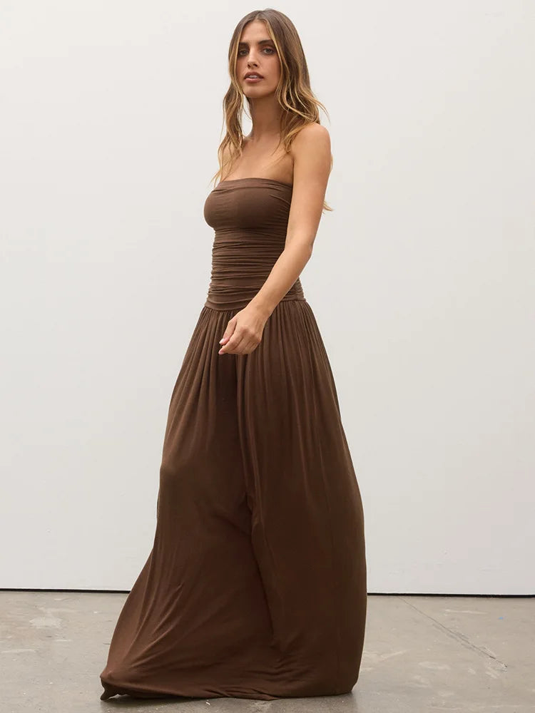 Burgundy Strapless Gown | Floor-Length Minimalist Evening Dress