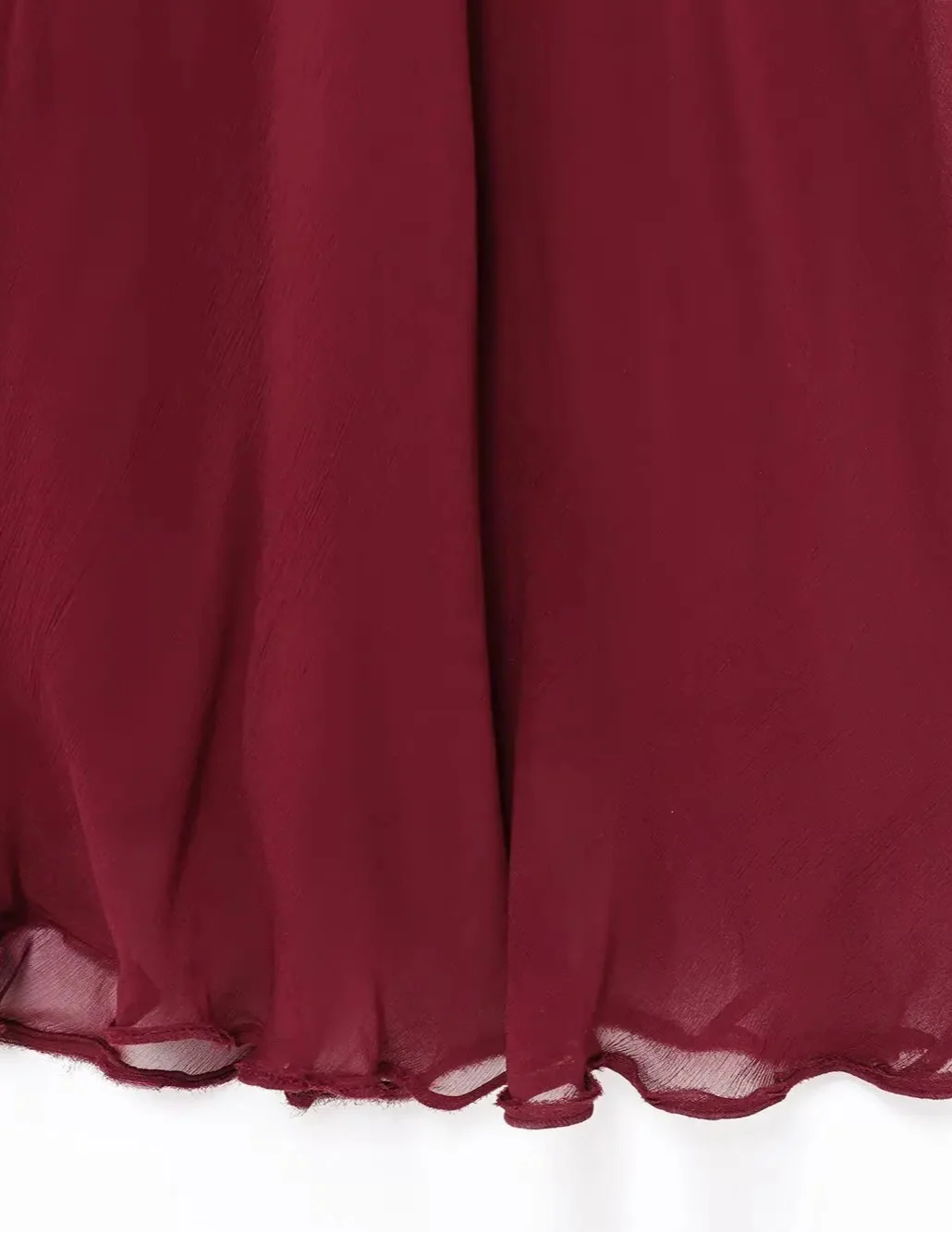 Burgundy Chiffon Tiered Slip Dress | Summer Ankle-Length Gown