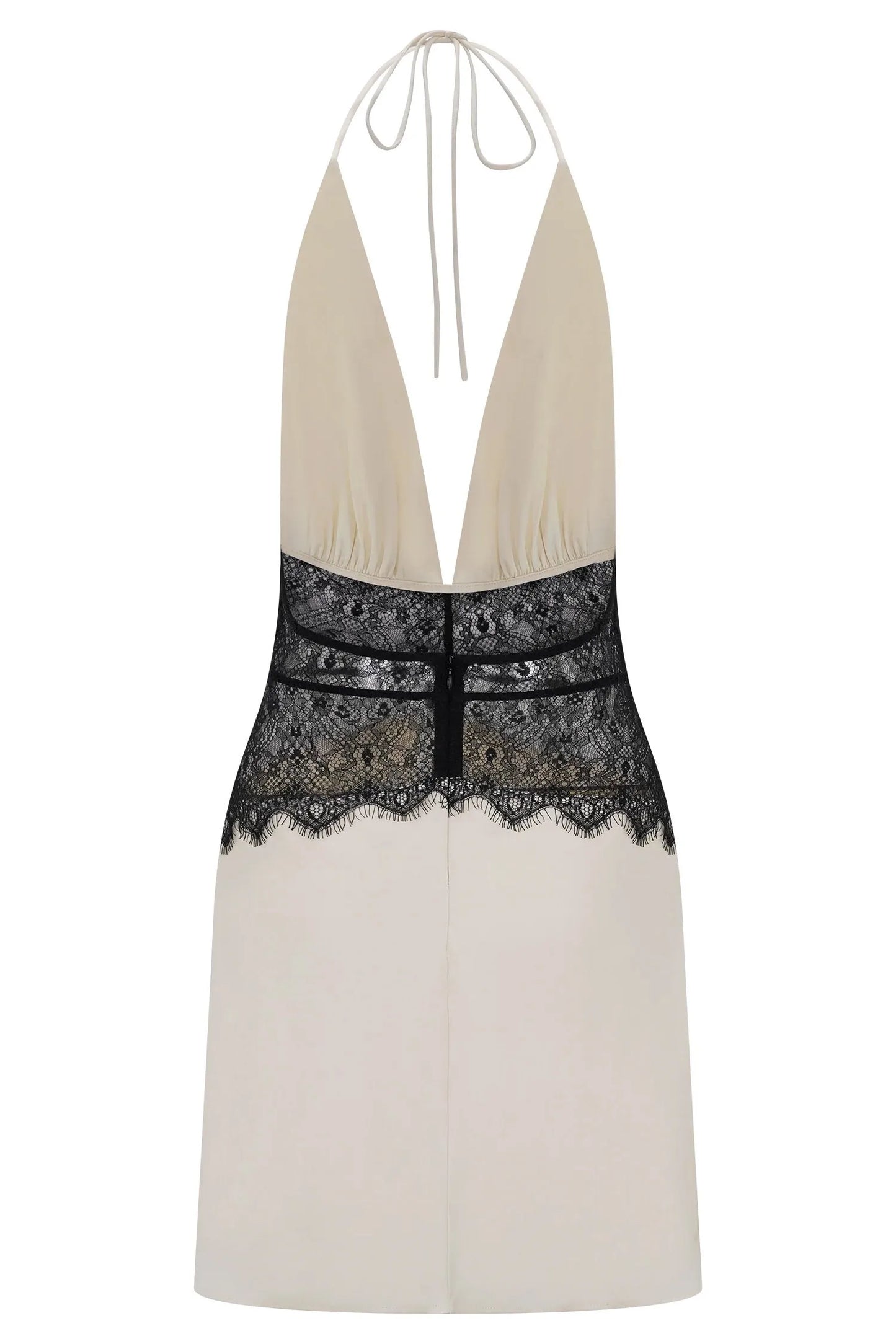 White Satin Lace Patchwork Mini Dress