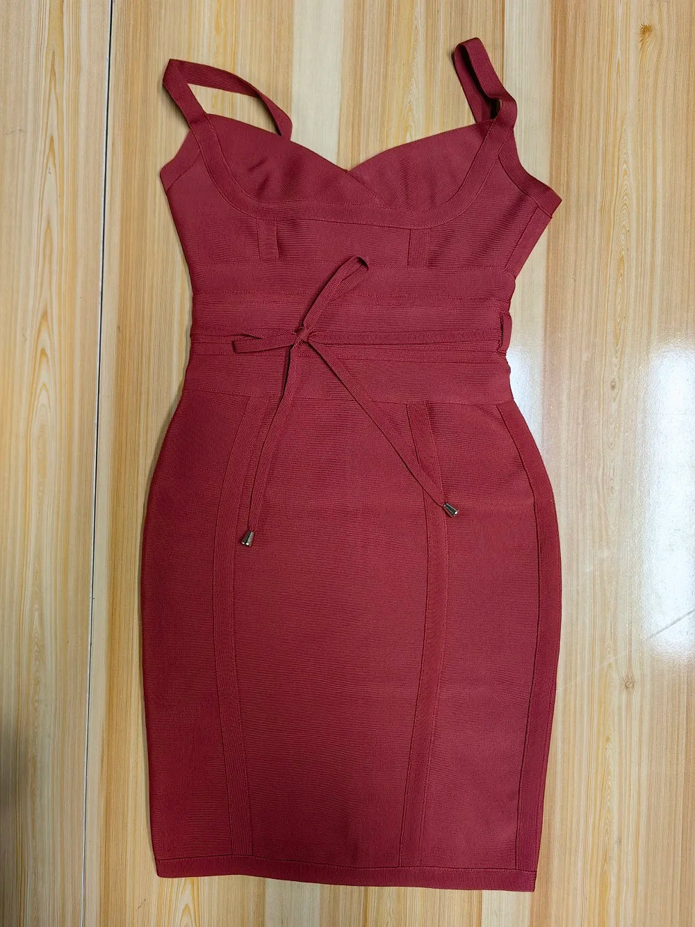 Red Belt Bandage Midi Dress | Sash Detail Sculpted Sheath