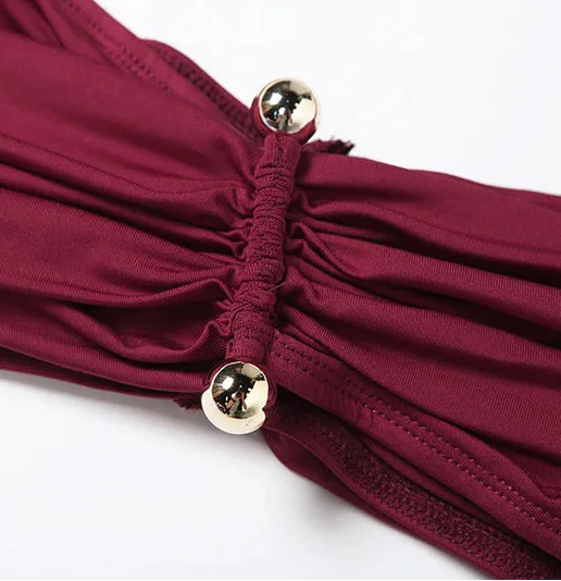Burgundy Cutout Halter Two-Piece Set, Maxi Skirt