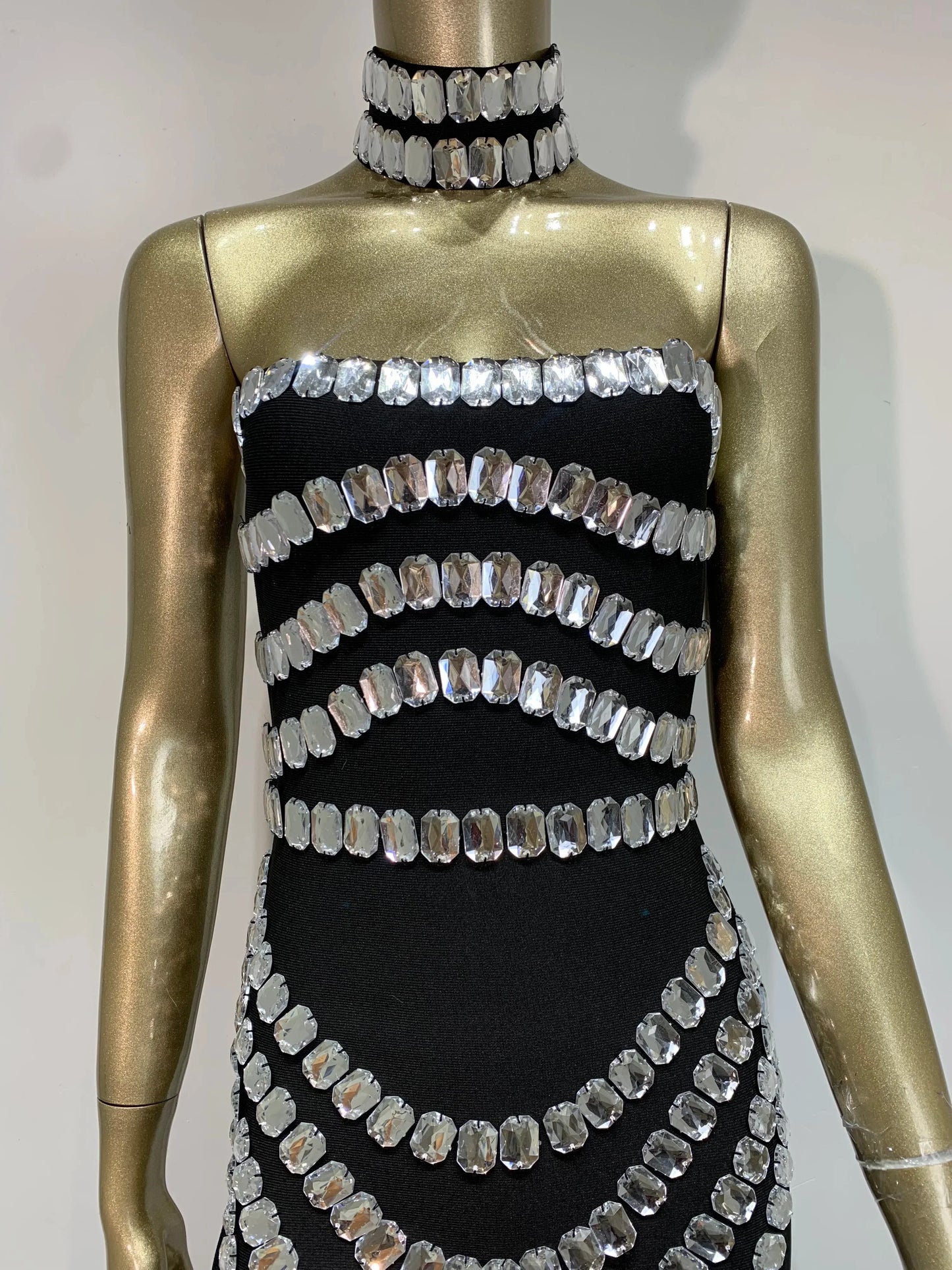 Black Strapless Beaded Maxi Dress – Elegant Gown