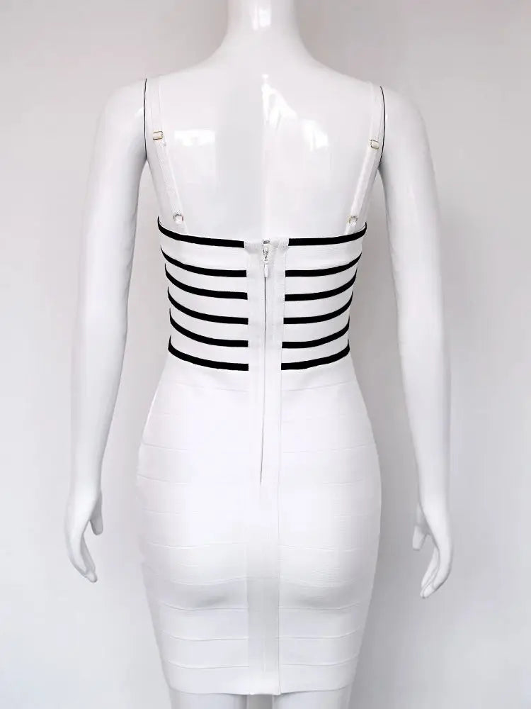 Black & White Bandage Mini Dress | Striped Sculpting Fit