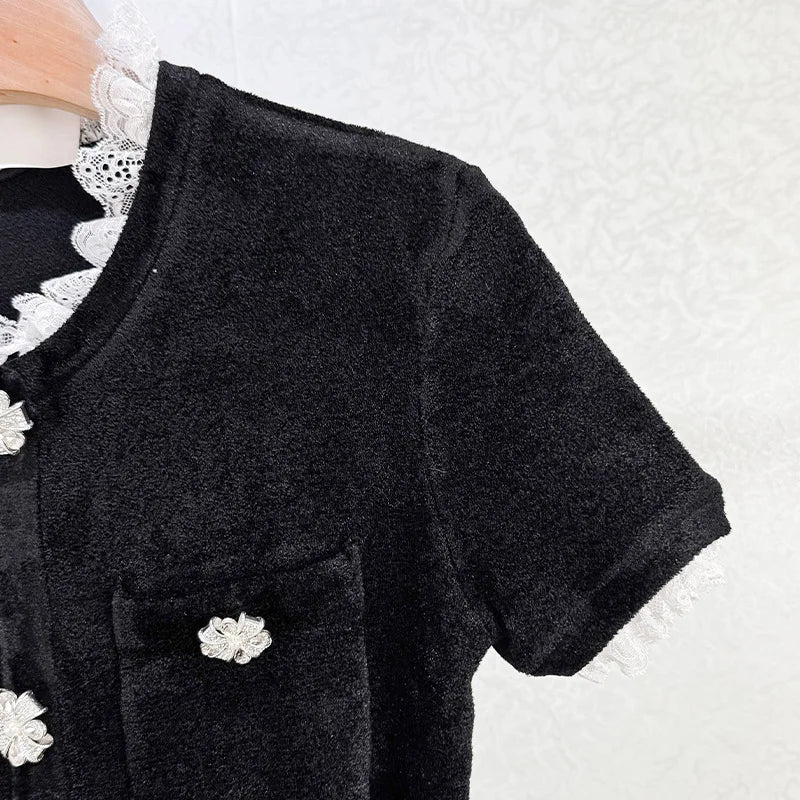 Embellished Short-Sleeve Knit Midi Dress