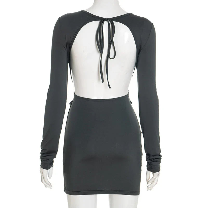 Backless Slim A-Line Dress | All-Season Mini Party Look