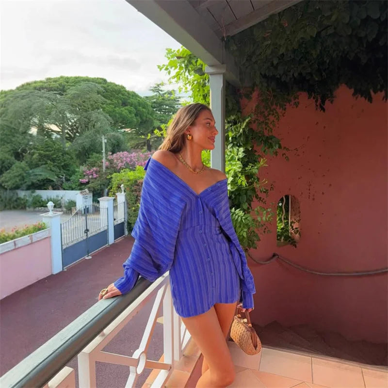 Striped Polo Mini Dress | Long Sleeve Bodycon Dress