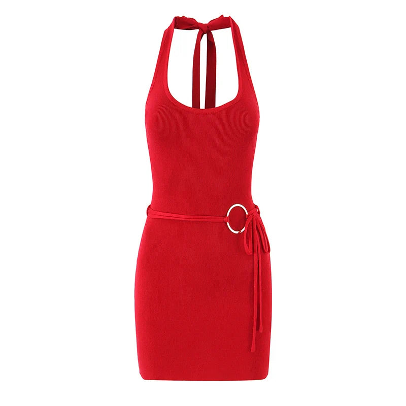 Sleek Halter Neck Mini Dress for Club Nights