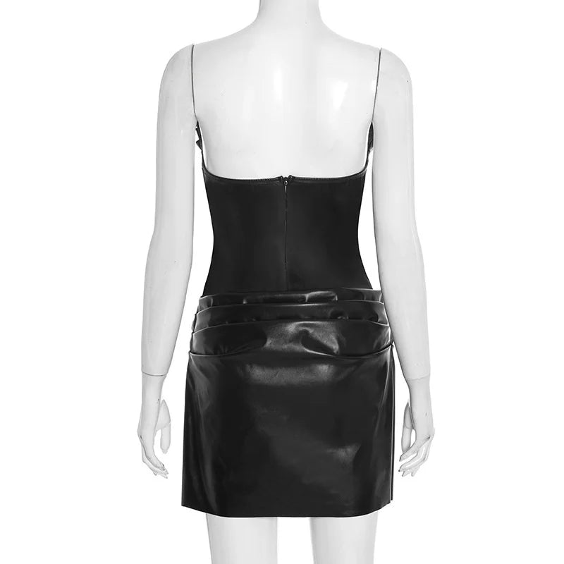 PU Leather Mini Corset Dress