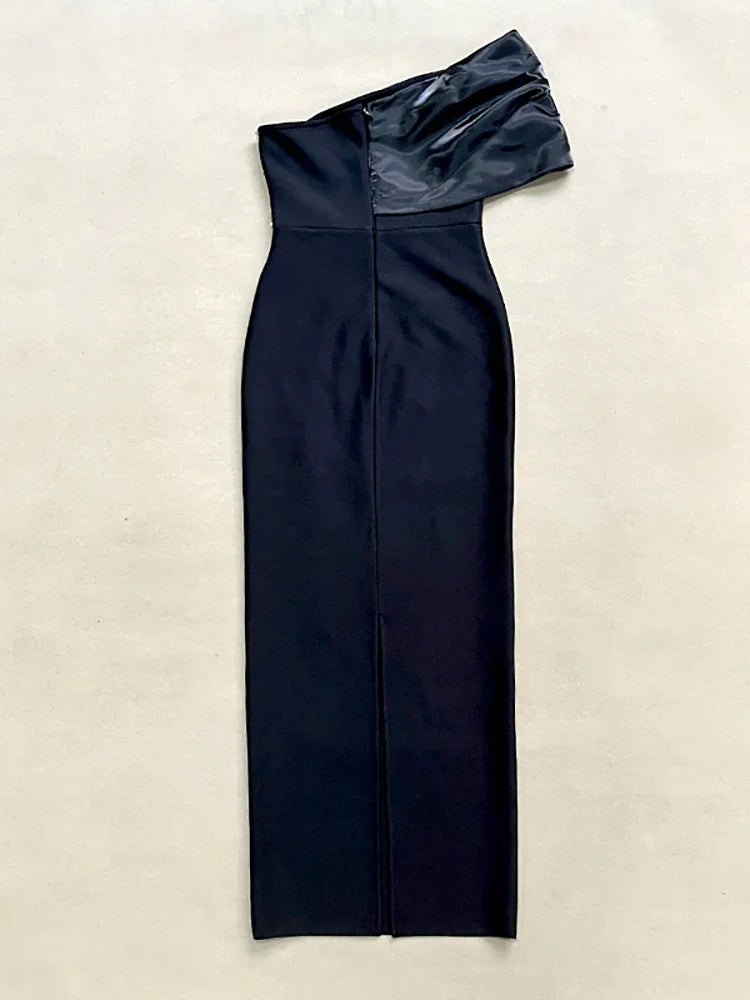 One-Shoulder Beaded Black Dress | Bodycon Cocktail Gown