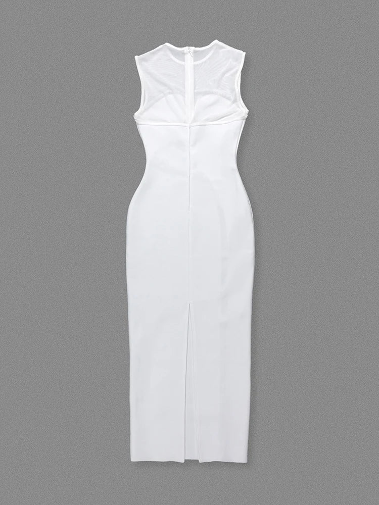 Black Mesh Illusion Bodycon Dress – Irregular Sheer Patchwork