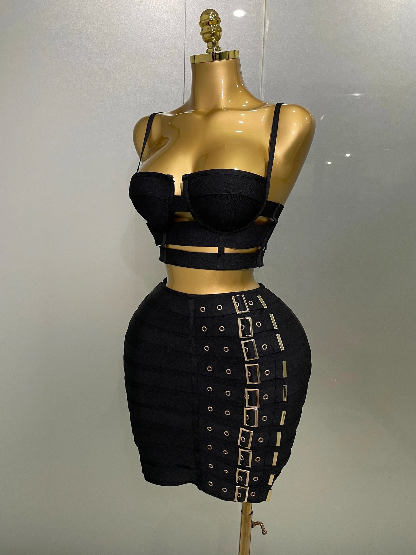 Black & White Strapless Bandage Top & Pencil Skirt Set