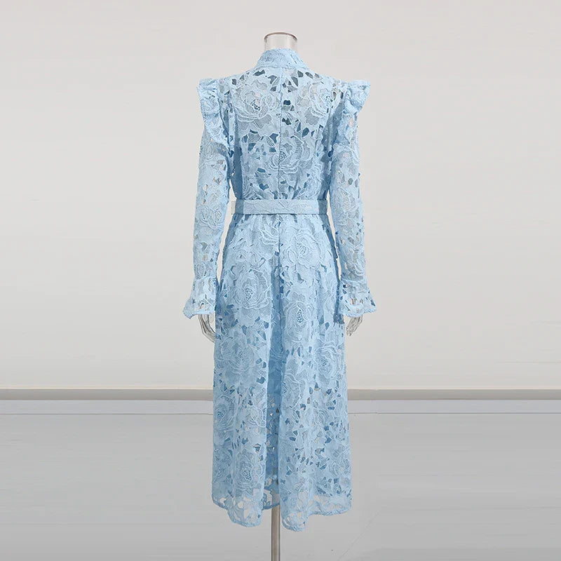 Office Lady A-Line Ankle-Length Dress | Purple, Pink, Blue