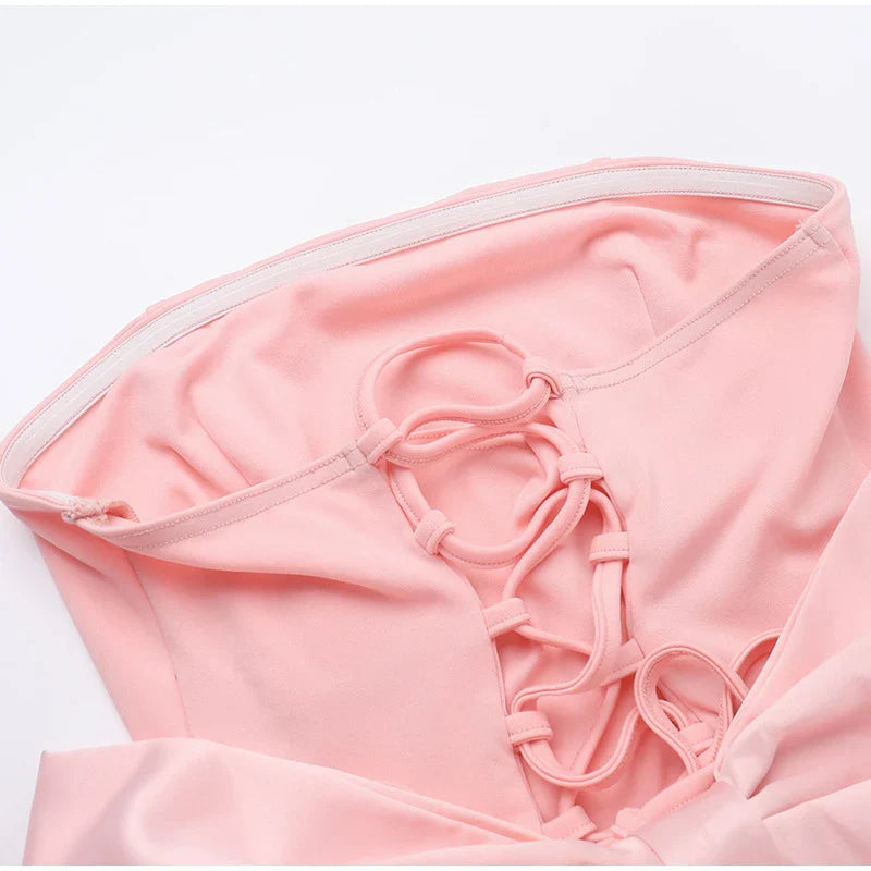 Strapless Jacquard Mini Dress with Flared Back and Statement Bow