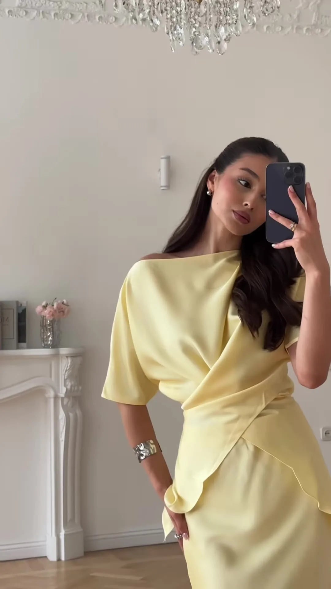 Elegant Yellow Trumpet Skirt & Top Set