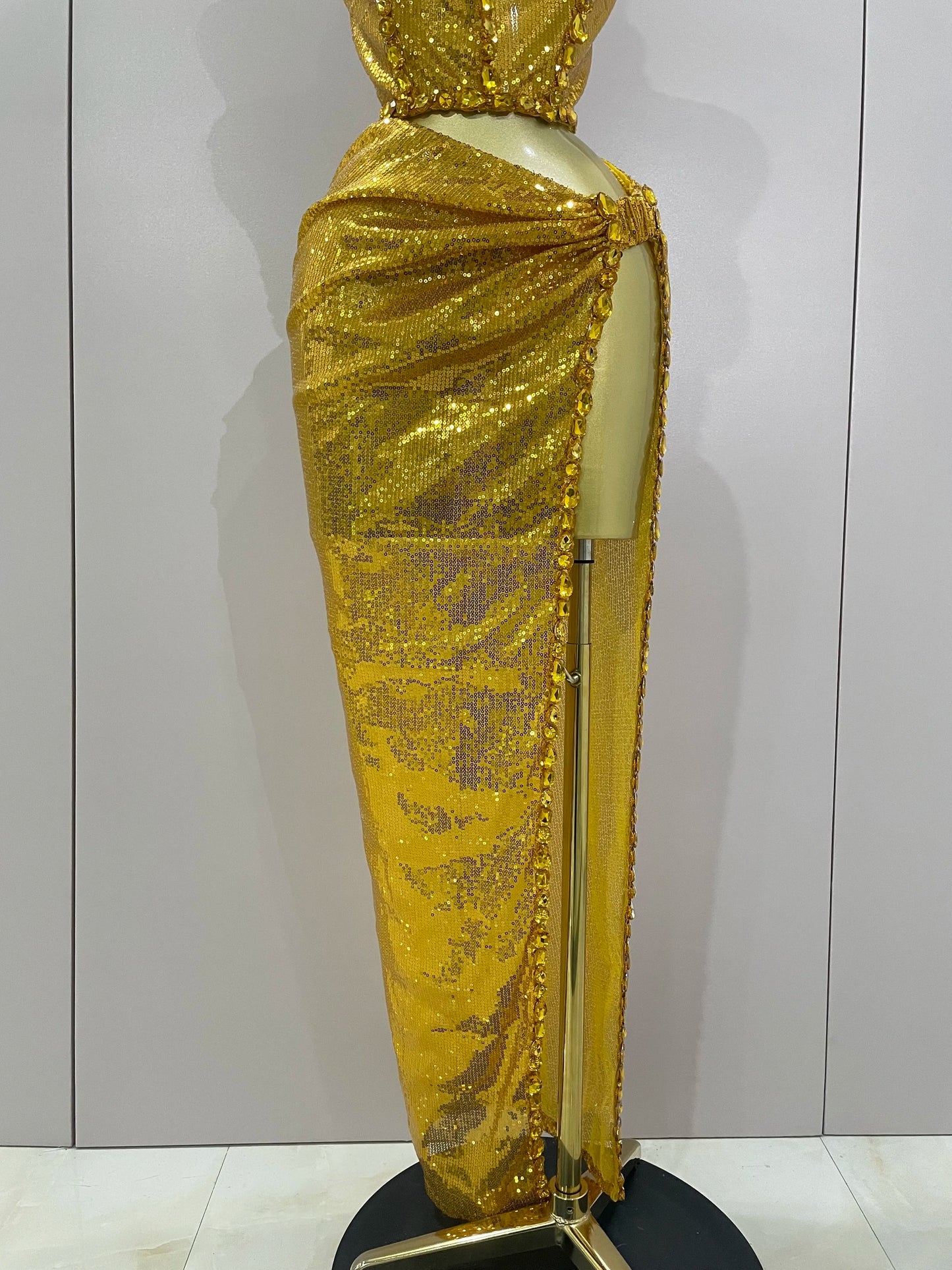 Shiny Diamond Sequins Two-Piece Cocktail Dress