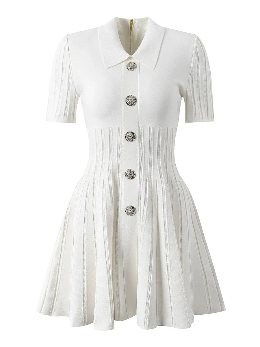 Pleated short dress designed for polished occasions