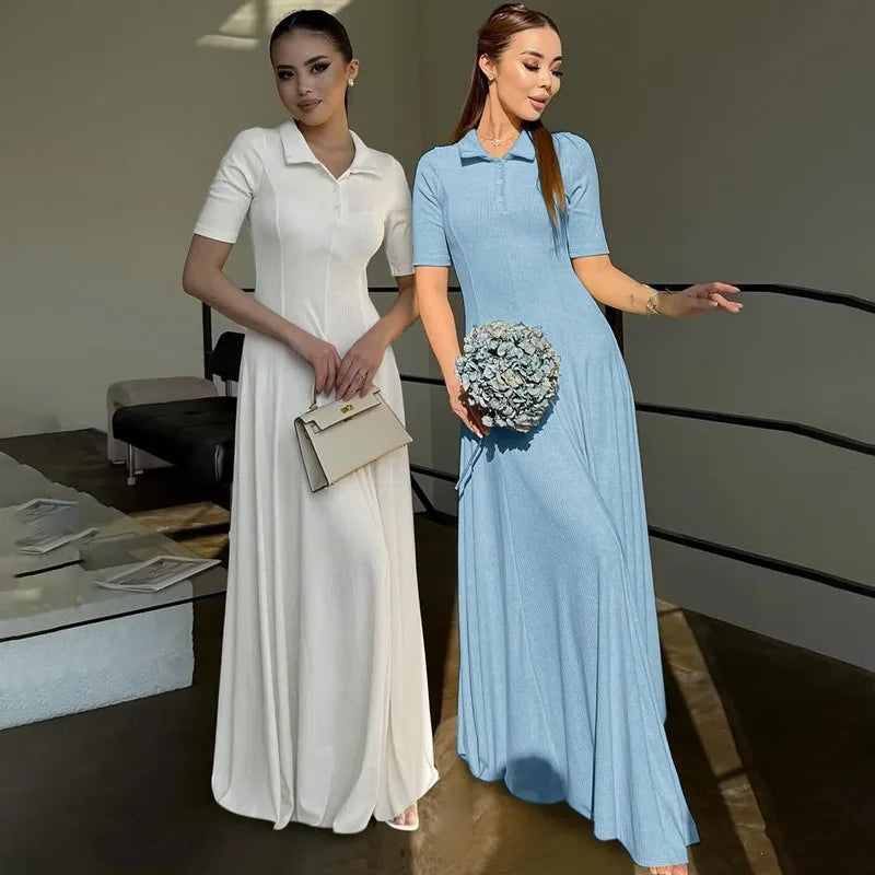 Sky Blue Knit Maxi Dress | Effortless All-Day Elegance
