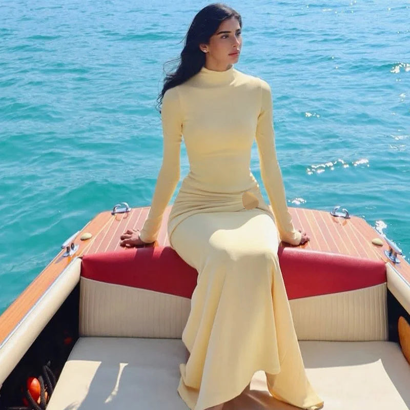 Metal Decoration Ruched Maxi Dress