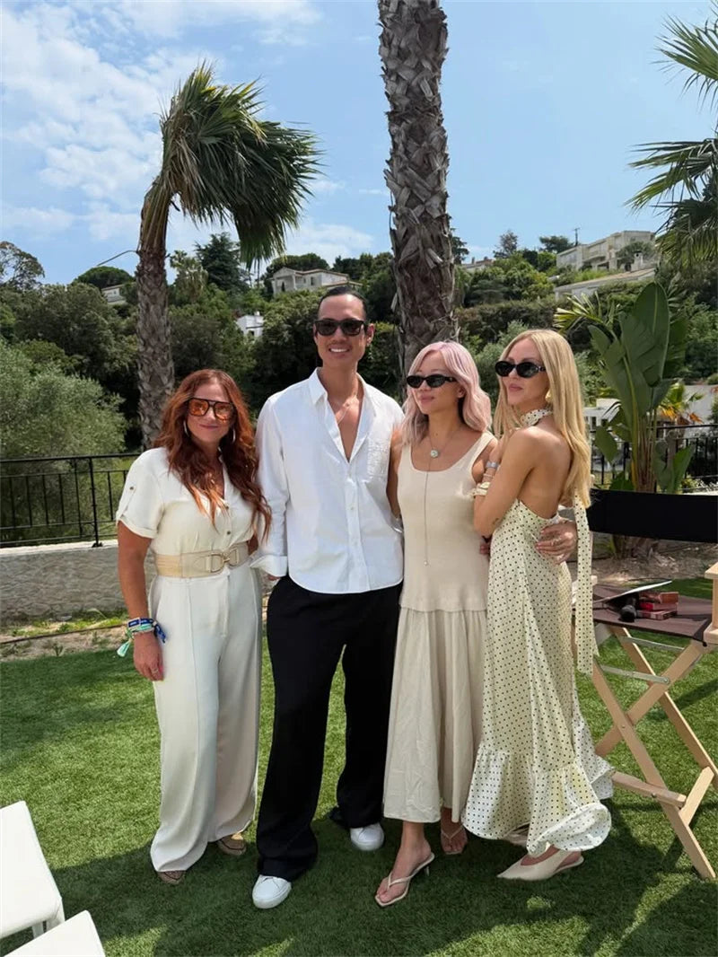 Women's Polka Dot Ruched Ruffle Halter Sleeveless Backless Midi Dress