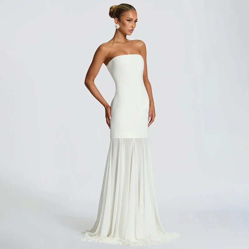 Strapless Chiffon Maxi Dress with Shawl