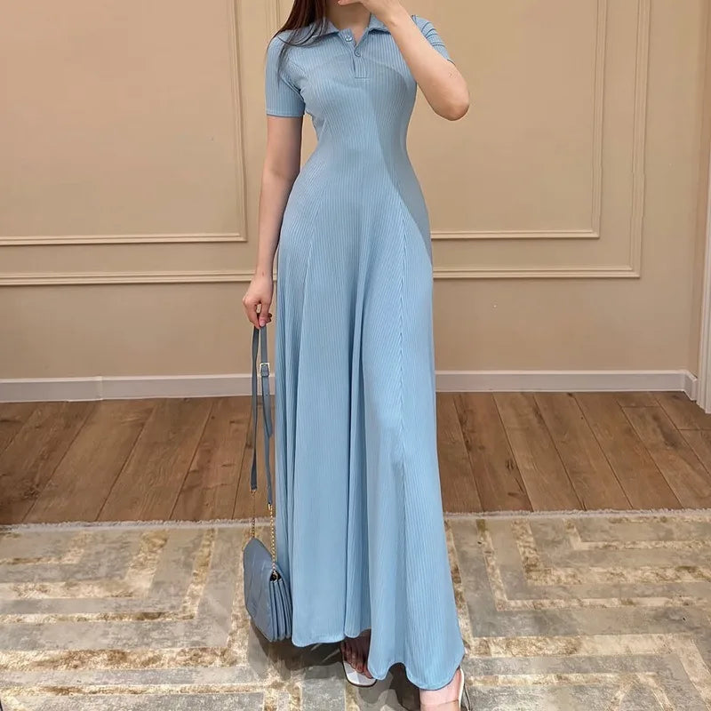 Sky Blue Knit Maxi Dress | Effortless All-Day Elegance