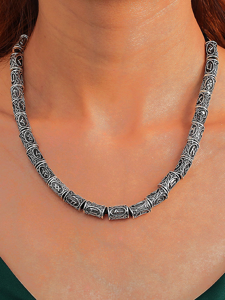 Vintage Finely Engraving Runaven Beads Necklace