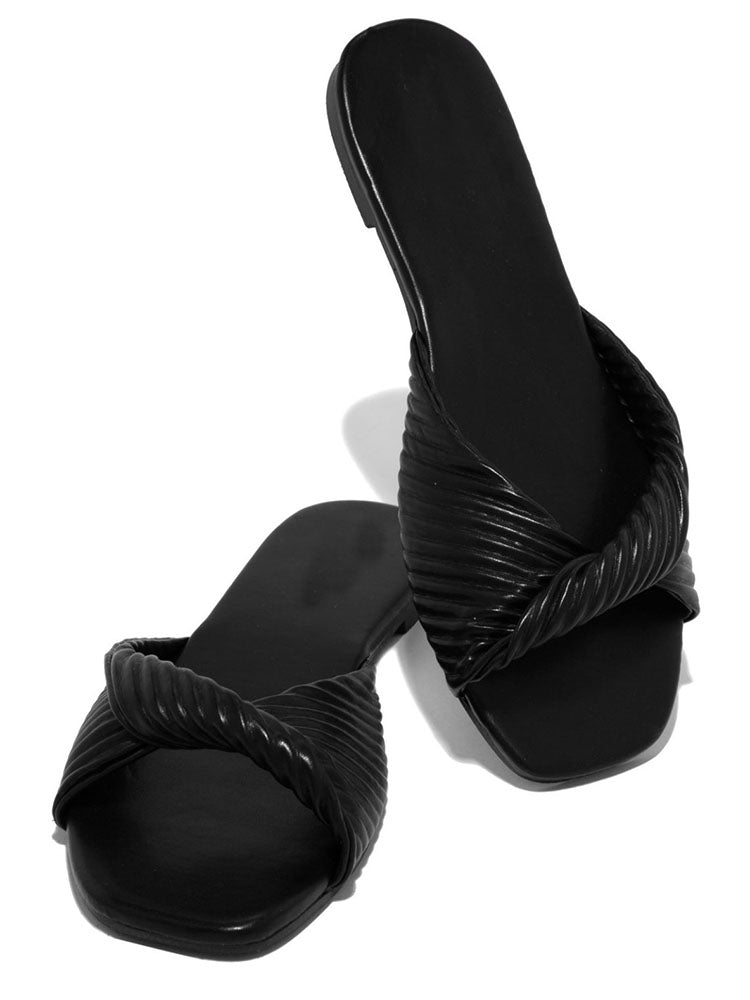 Fish Mouth Twist Crisssross Flat Slides