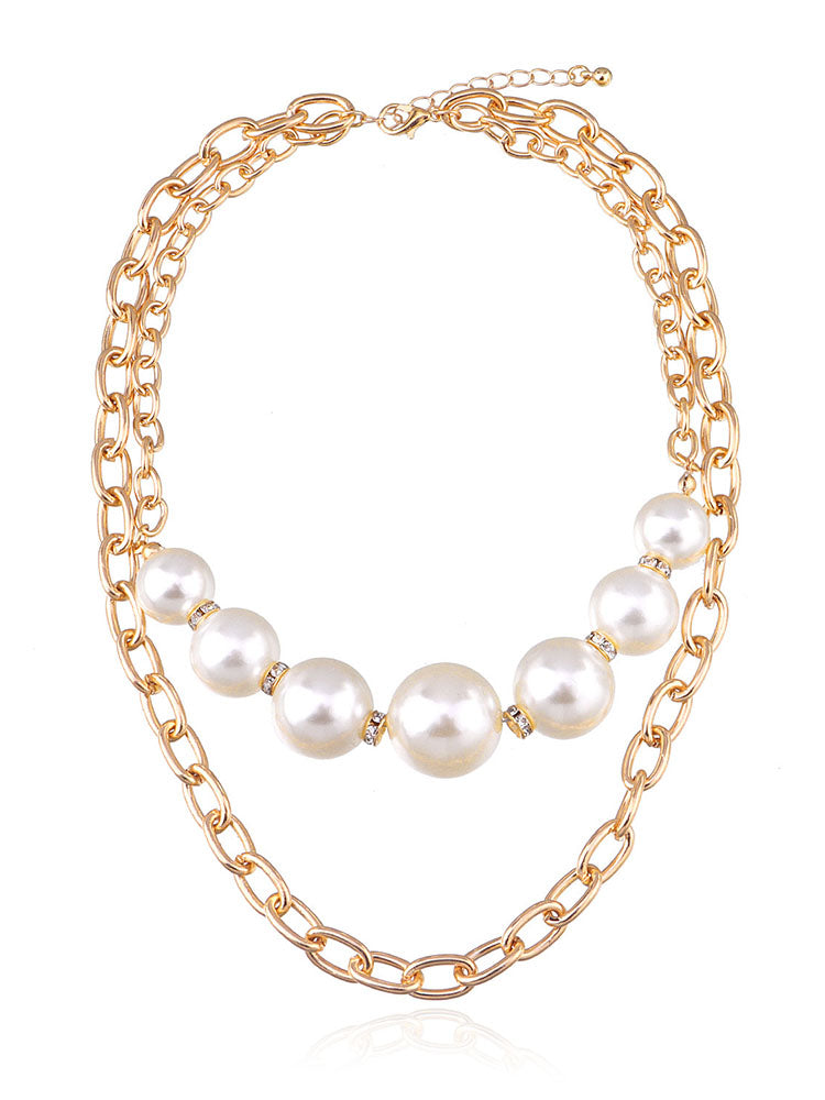 Minimalist Pearl Chain Patchwork Necklaces
