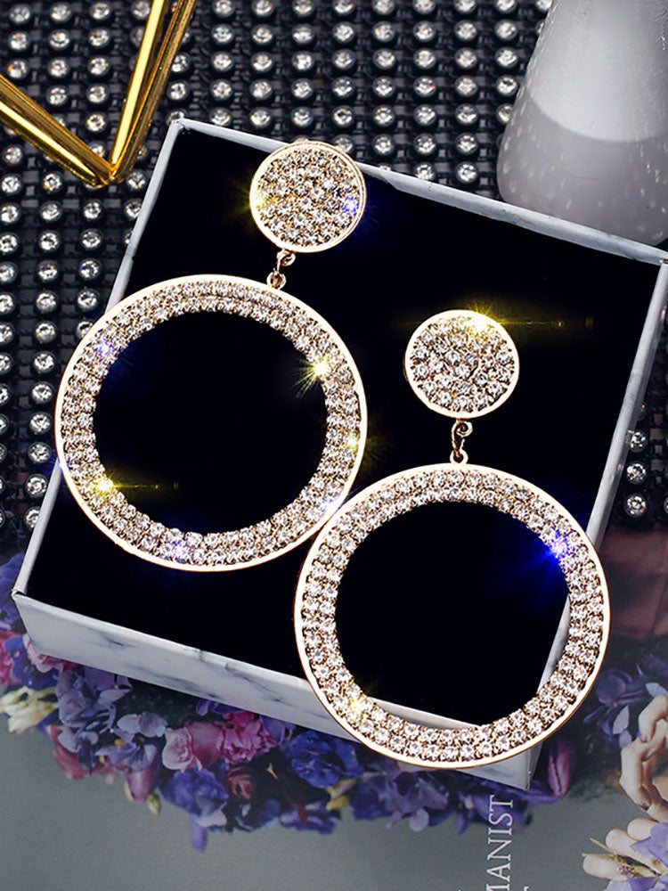 European Rhinestone Glitter Ring Earrings