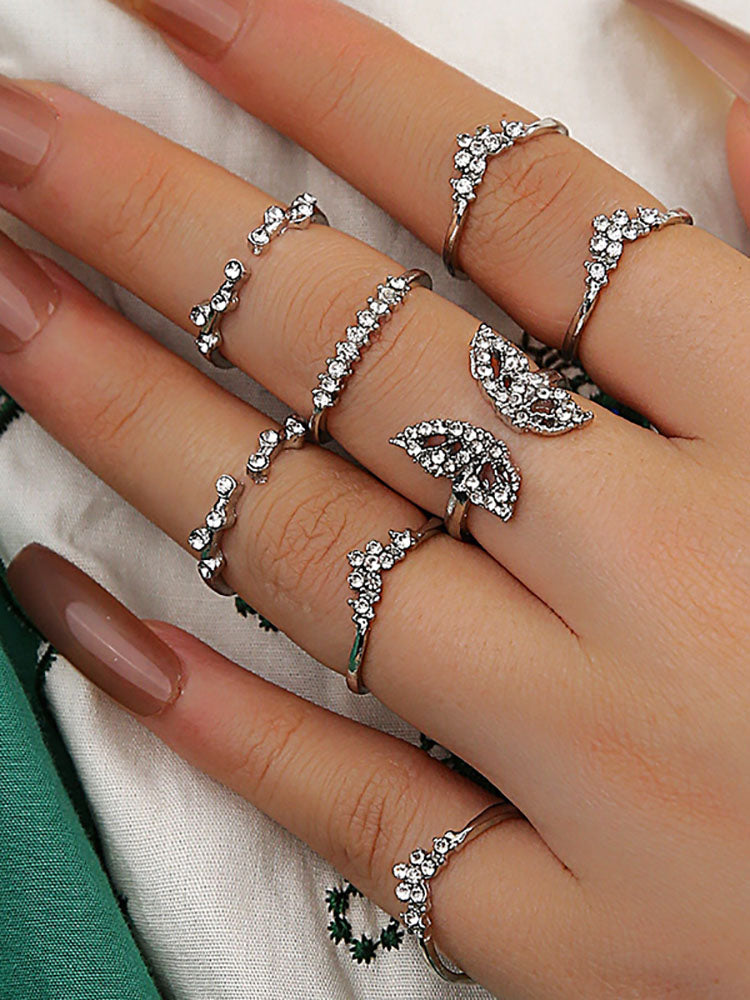 Eight Piece Rhinestone Rings Sets