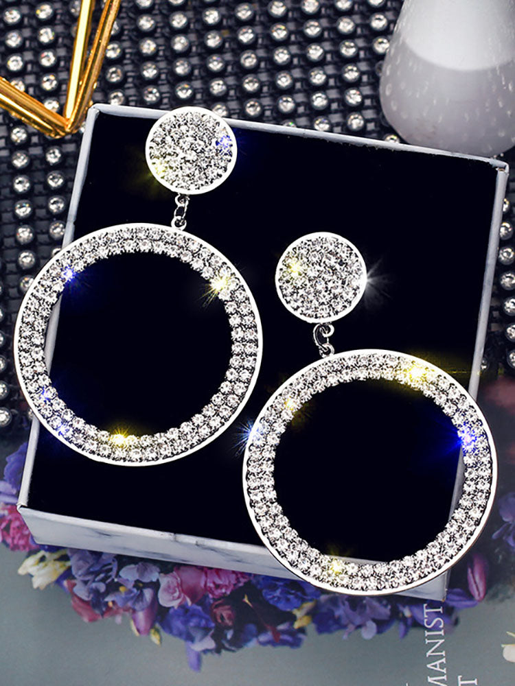 European Rhinestone Glitter Ring Earrings