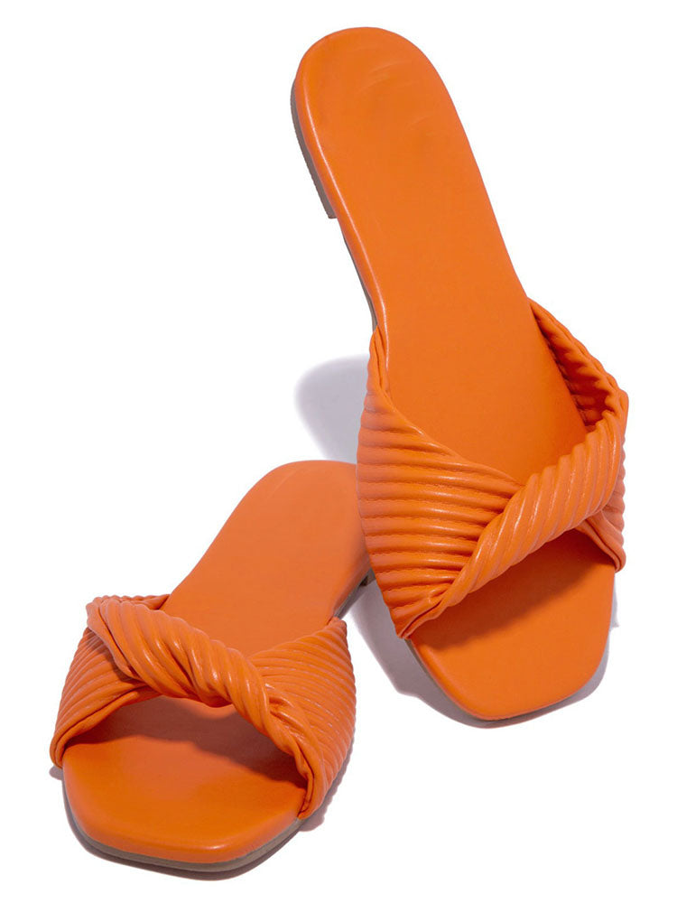 Fish Mouth Twist Crisssross Flat Slides
