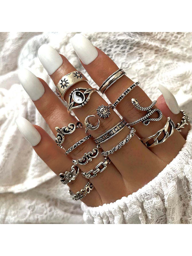 Flower Heart Butterfly Pearl Rings Sets
