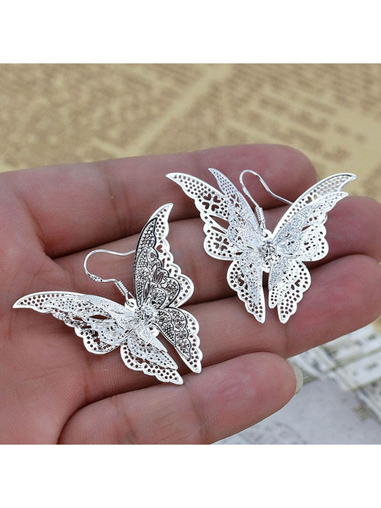 Elegant Butterfly Pendant Necklace + Earrings