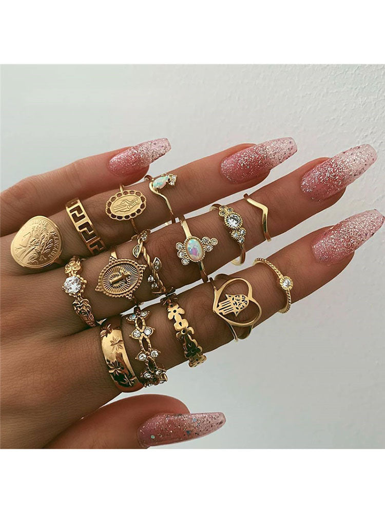 Glitter Rhinestone Rings Sets