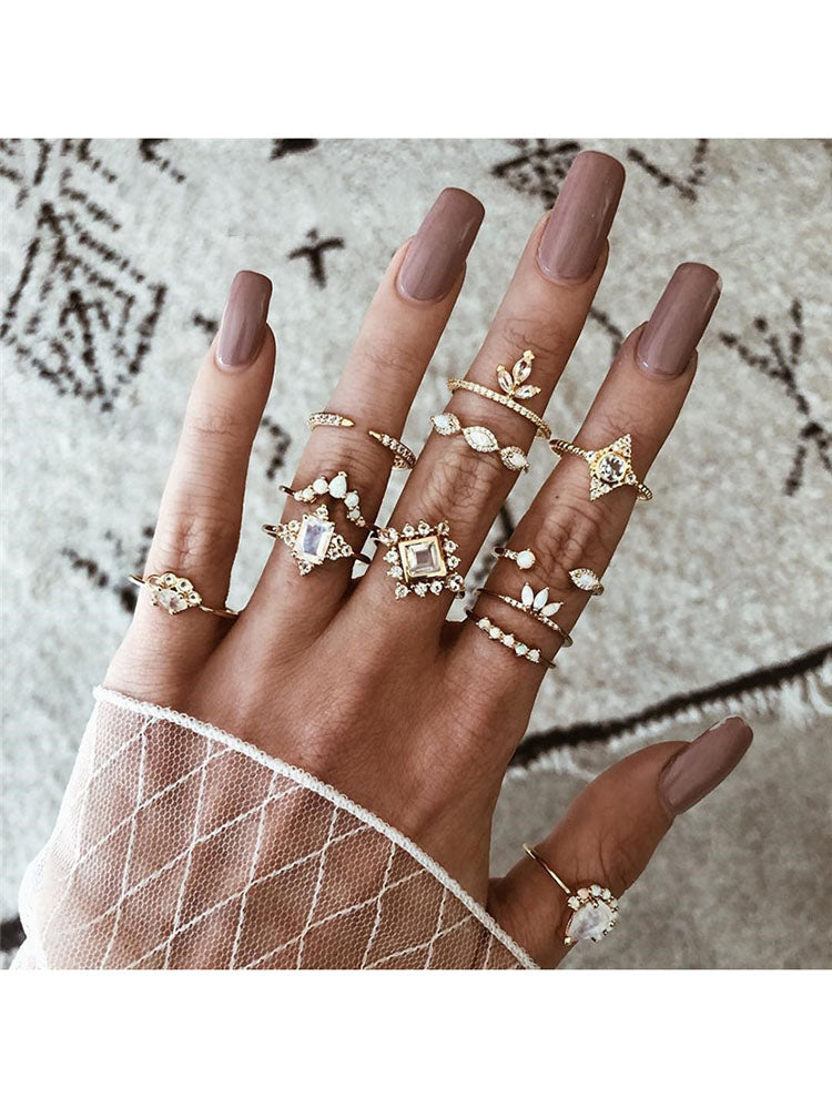 Glitter Rhinestone Rings Sets