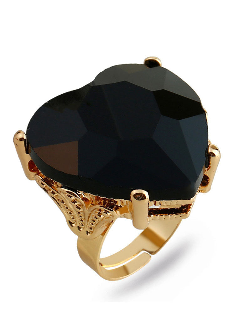 Heart Shape Retro Imitation Gemstone Ring