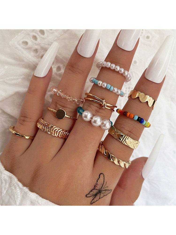 Flower Heart Butterfly Pearl Rings Sets