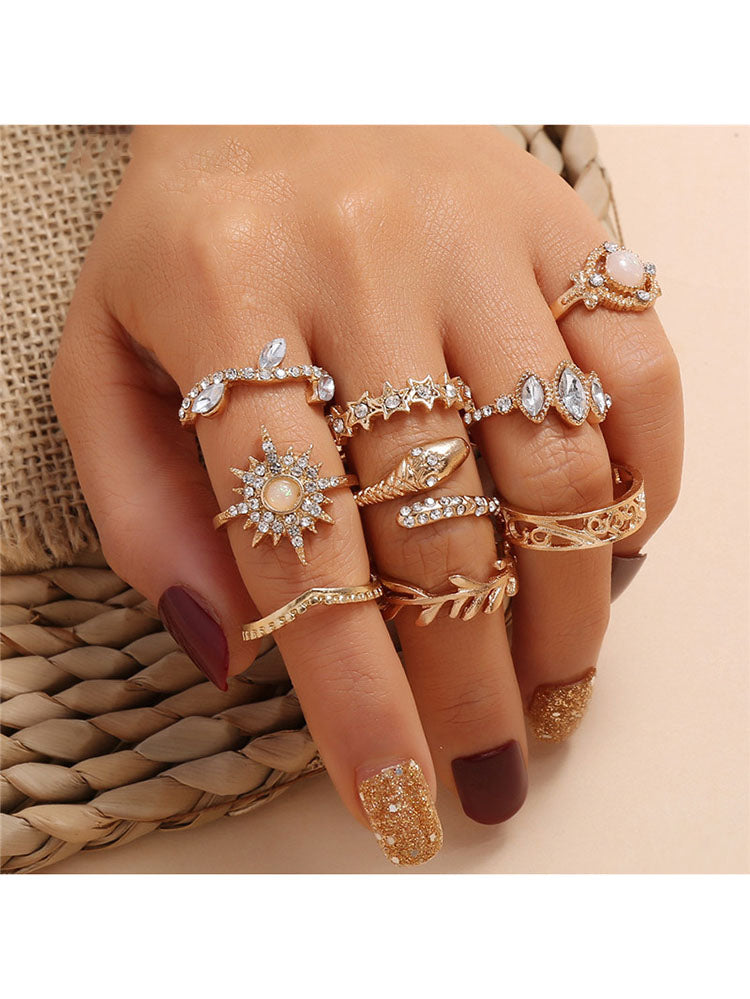 Glitter Rhinestone Rings Sets