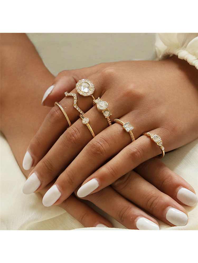Glitter Rhinestone Rings Sets