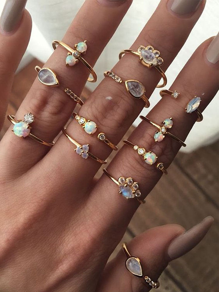 Flower Heart Butterfly Pearl Rings Sets