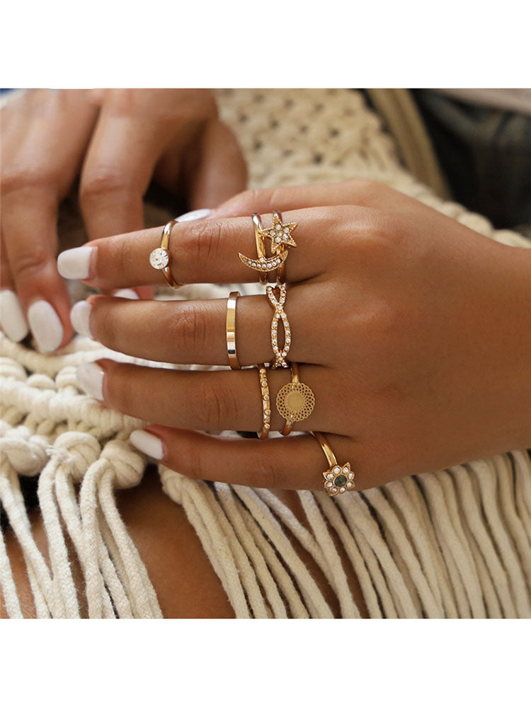 Glitter Rhinestone Rings Sets
