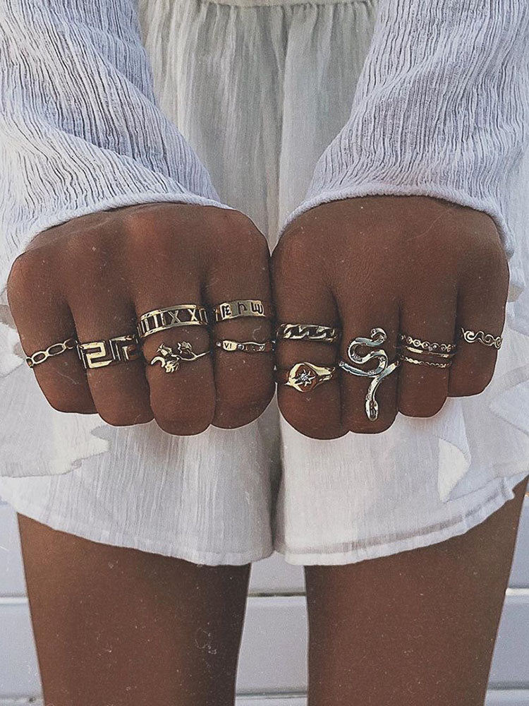 Minimalist Joint Knuckle Geometric Rings Sets