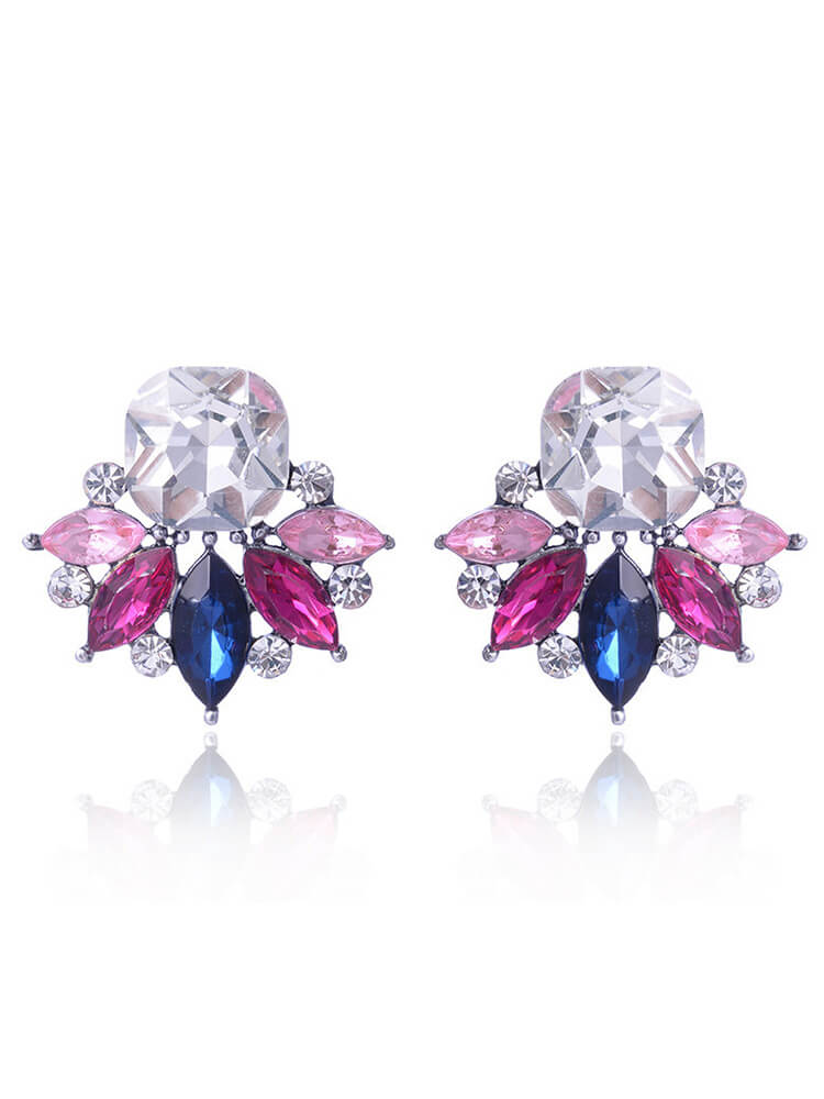 Floral Pattern Rhinestone Earring