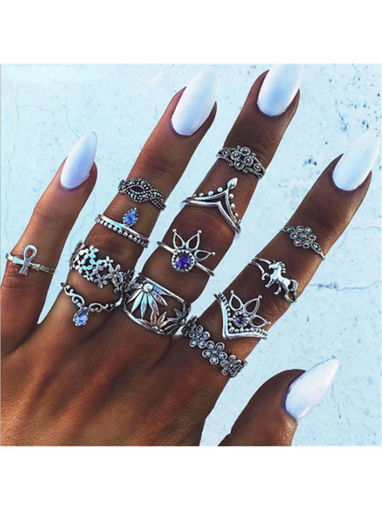 Glitter Rhinestone Rings Sets