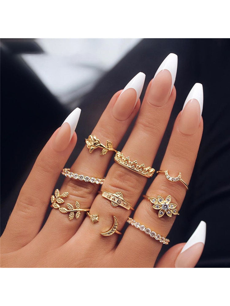 Glitter Rhinestone Rings Sets